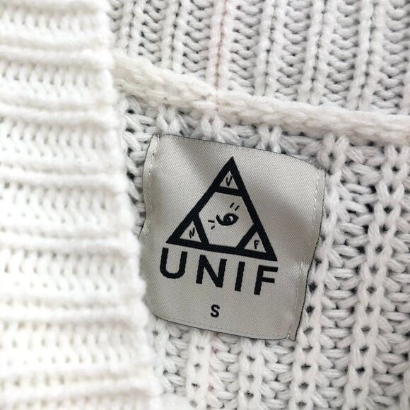 New UNIF White & Pastel Chunky Sweater - Size S - Picture 3 of 6